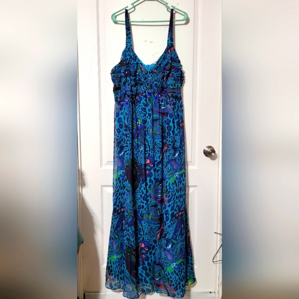 Blue Beaded Long Sleeveless Dress Size 26 Jessica London